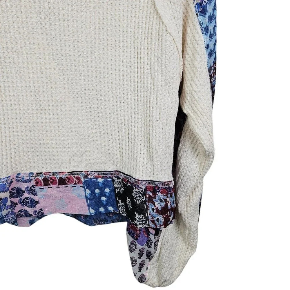 By‎ Together Wrap Look Waffle Knit Pullover Blouse Contrast Sleeves Size Large - Picture 9 of 12